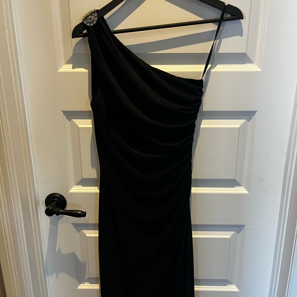 Ralph Lauren Black One-Shoulder Dress with Embellishment